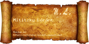 Mititzky Lóránt névjegykártya